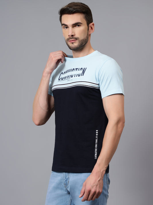 T-Shirt for Men | Breathable & Soft with Color Fastness Regular Fit Round Neck Poly Cotton Fabric Printed Pattern