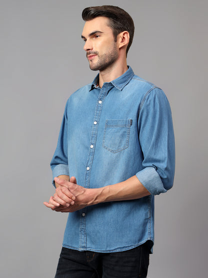 Men's Blue  Casual Denim Full Sleeve Shirt