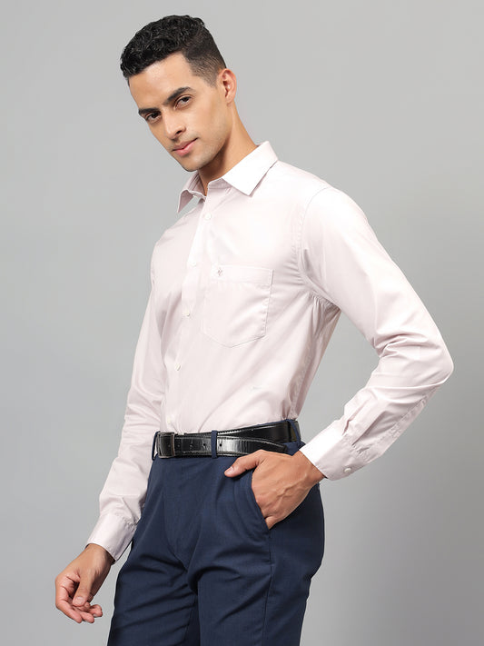 Formal Shirt for Men l Breathable & Soft with Color Fastness Regular Fit Spread Collar Neck Cotton Blend Fabric Solid Pattern