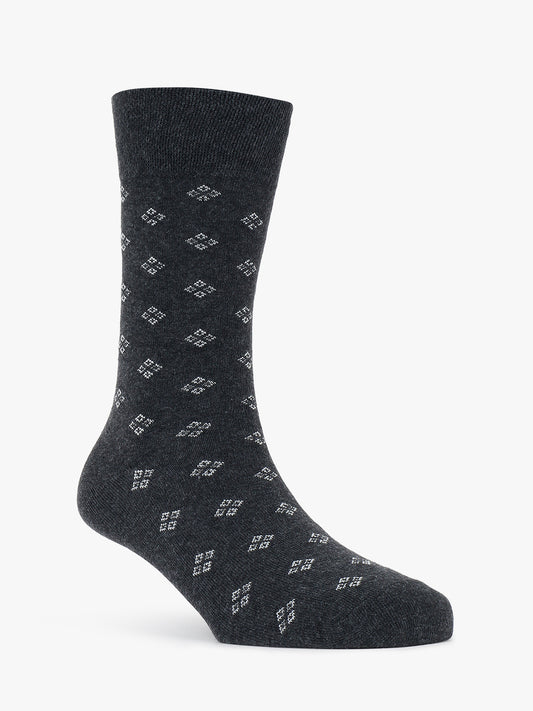 Men's Pack Of 5 Grey Crew Length Printed Casual Socks