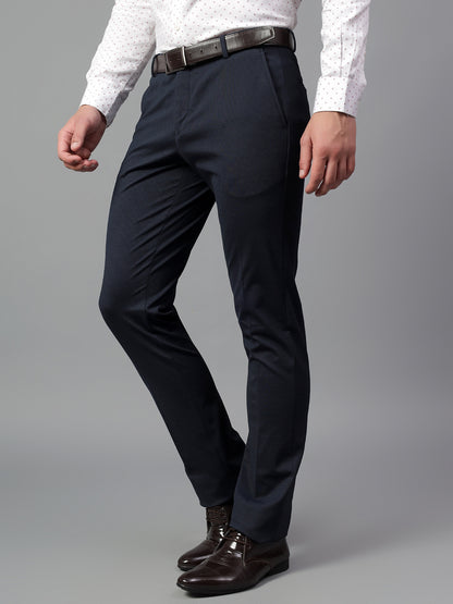 Formal Trouser for Men | Breathable & Soft with Color Fastness Regular Fit Terry Rayon Fabric Self Design Pattern Hook & Eye Closure