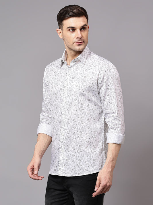 Formal Shirt for Men l Breathable & Soft with Color Fastness Regular Fit Spread Collar Neck Cotton Fabric Printed Pattern