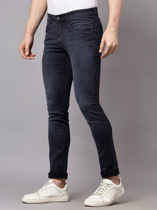 Denim Jeans for Men l Breathable & Soft with Color Fastness Ultra Narrow Fit Cotton Fabric Solid Pattern Button Closure