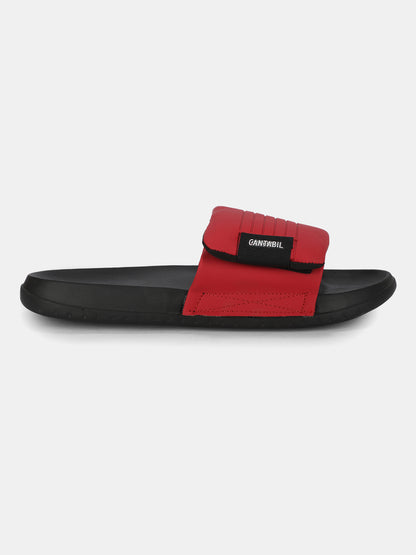 Men's Red Colourblock Sliders