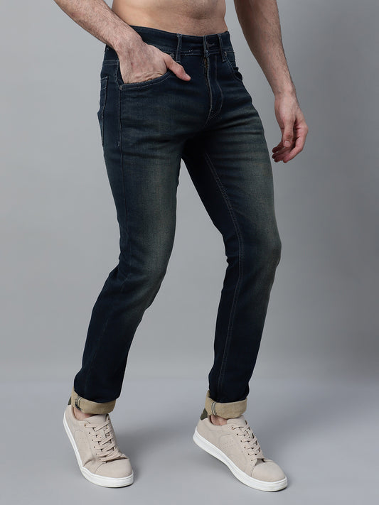 Denim Jeans for Men l Breathable & Soft with Color Fastness Ultra Narrow Fit Cotton Fabric Solid Pattern Button Closure