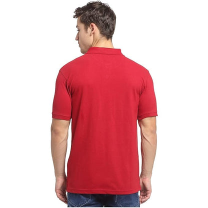 Men's Maroon Regular Fit Solid Half Sleeve Casual T-Shirt