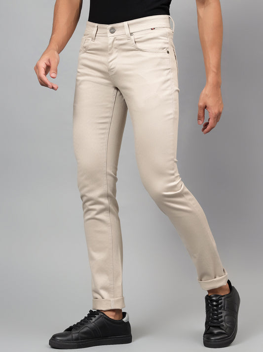 Casual Trouser for Men | Breathable & Soft with Color Fastness Regular Fit Cotton Blend Fabric Self Design Pattern Button Closure