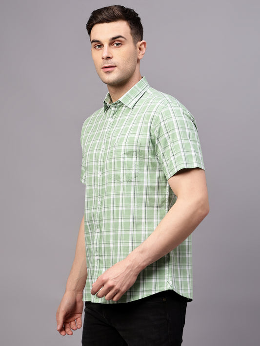 Casual Shirt for Men | Breathable & Soft with Color Fastness Regular Fit Spread Collar Neck Cotton Fabric Checkered Pattern