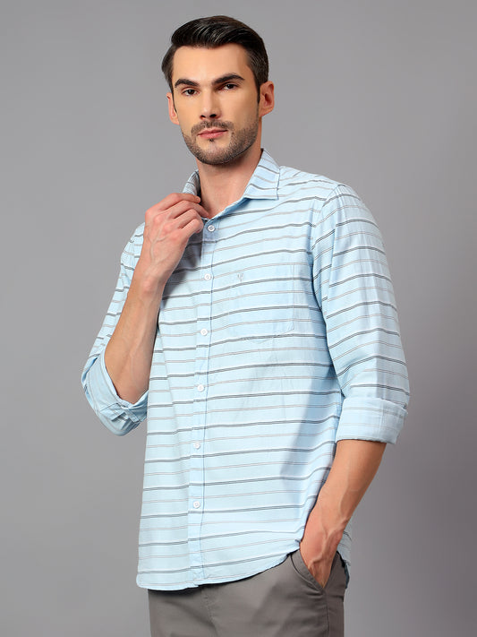 Casual Shirt for Men | Breathable & Soft with Color Fastness Regular Fit Spread Collar Neck Cotton Fabric Striped Pattern