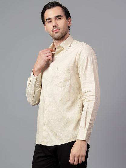 Formal Shirt for Men l Breathable & Soft with Color Fastness Regular Fit Spread Collar Neck Cotton Fabric Printed Pattern