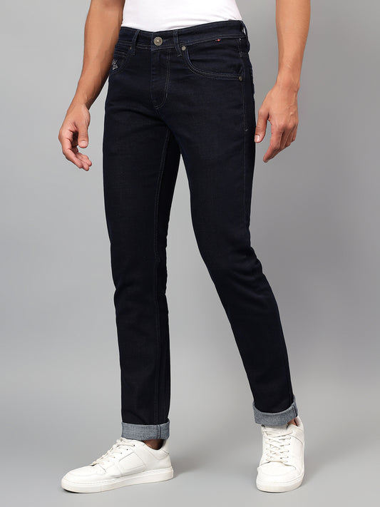 Denim Jeans for Men l Breathable & Soft with Color Fastness Ultra Narrow Fit Cotton Fabric Solid Pattern Button Closure