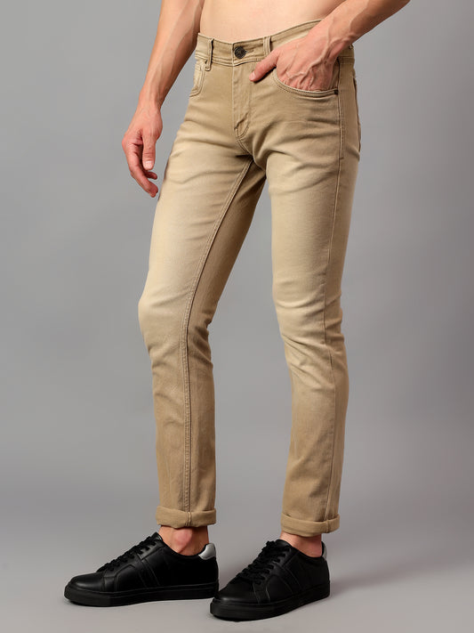 Denim Jeans for Men l Breathable & Soft with Color Fastness Ultra Narrow Fit Cotton Fabric Solid Pattern Button Closure