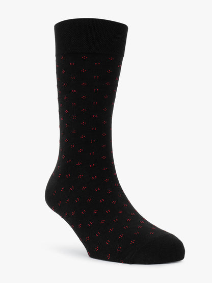 Men's Pack Of 5 Black Crew Length Printed Casual Socks