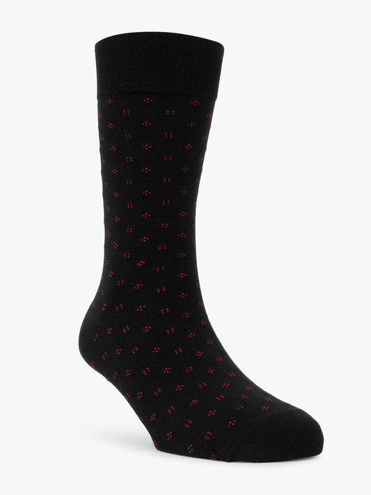 Men's Pack Of 5 Black Crew Length Printed Casual Socks