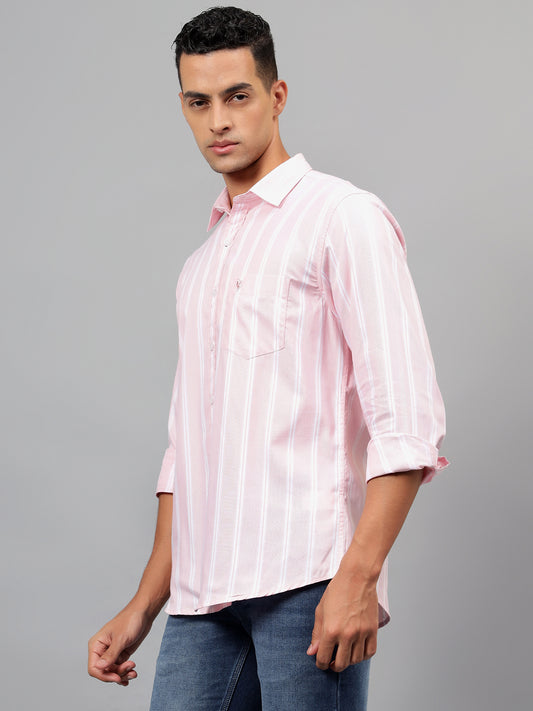 Casual Shirt for Men | Breathable & Soft with Color Fastness Regular Fit Spread Collar Neck Cotton Fabric Striped Pattern