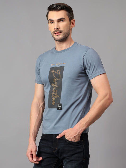 T-Shirt for Men | Breathable & Soft with Color Fastness Regular Fit Round Neck Cotton Blend Fabric Printed Pattern