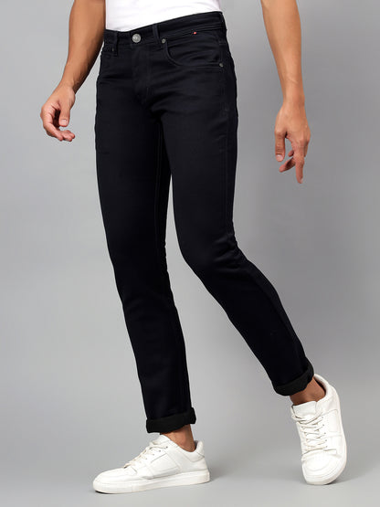 Denim Jeans for Men l Breathable & Soft with Color Fastness Ultra Narrow Fit Cotton Fabric Solid Pattern Button Closure