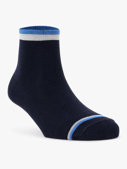Men's Pack Of 5 Blue Ankle Length Colour Blocked Casual Socks