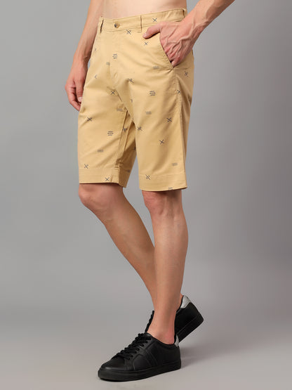 Men's Khaki Printed Above Knee Bermuda