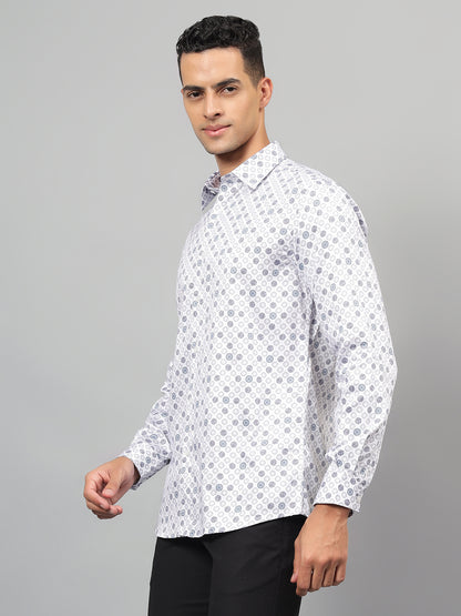 Formal Shirt for Men l Breathable & Soft with Color Fastness Regular Fit Spread Collar Neck Cotton Fabric Printed Pattern