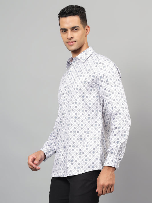 Formal Shirt for Men l Breathable & Soft with Color Fastness Regular Fit Spread Collar Neck Cotton Fabric Printed Pattern