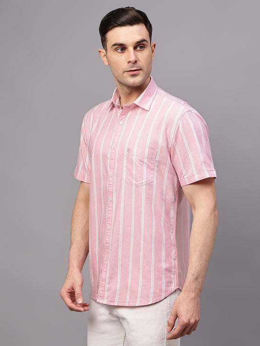 Casual Shirt for Men | Breathable & Soft with Color Fastness Regular Fit Spread Collar Neck Cotton Fabric Striped Pattern