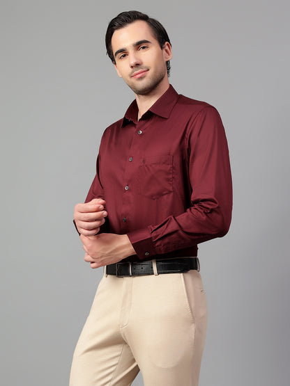 Formal Shirt for Men l Breathable & Soft with Color Fastness Regular Fit Spread Collar Neck Cotton Fabric Solid Pattern