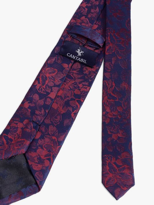 Cantabil Men's Maroon Floral Printed Broad Tie