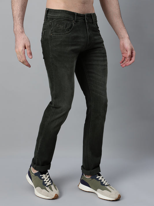 Denim Jeans for Men l Breathable & Soft with Color Fastness Ultra Narrow Fit Cotton Fabric Solid Pattern Button Closure