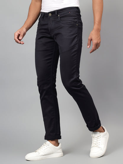 Denim Jeans for Men l Breathable & Soft with Color Fastness Ultra Narrow Fit Cotton Fabric Solid Pattern Button Closure