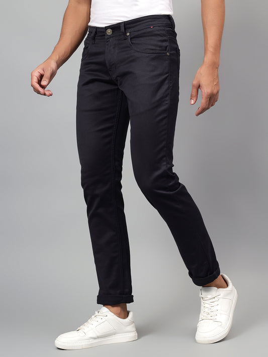 Denim Jeans for Men l Breathable & Soft with Color Fastness Ultra Narrow Fit Cotton Fabric Solid Pattern Button Closure