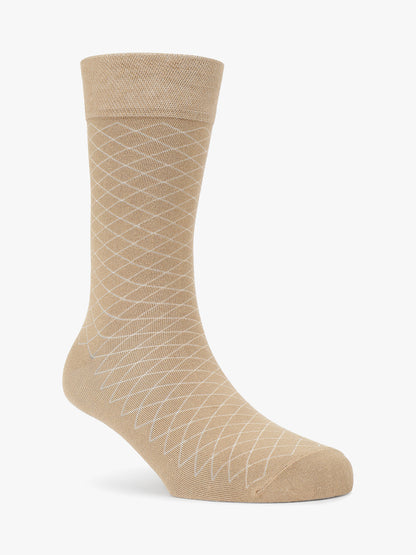 Men's Pack Of 5 Beige Crew Length Printed Casual Socks