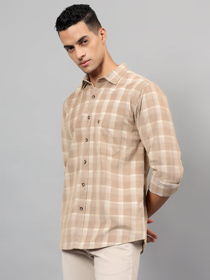 Casual Shirt for Men | Breathable & Soft with Color Fastness Regular Fit Spread Collar Neck Cotton Fabric Checkered Pattern