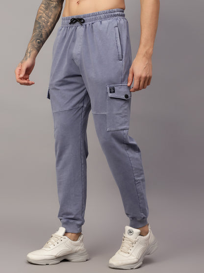 Men's Grey Solid Stretchable Active Wear Track Pant