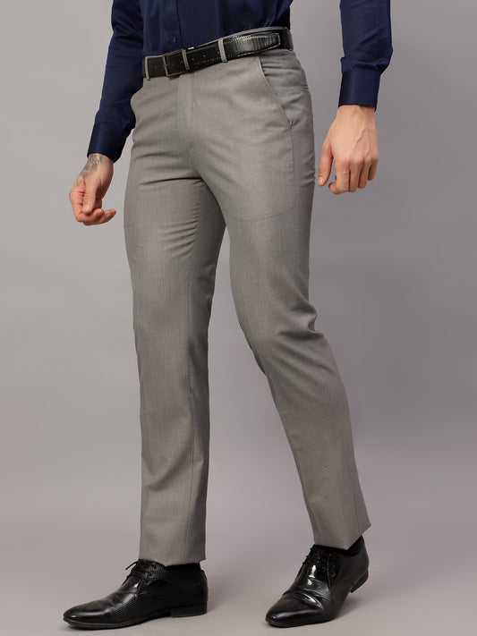 Formal Trouser for Men | Breathable & Soft with Color Fastness Regular Fit Poly Viscose Fabric Self Design Pattern Hook & Eye Closure