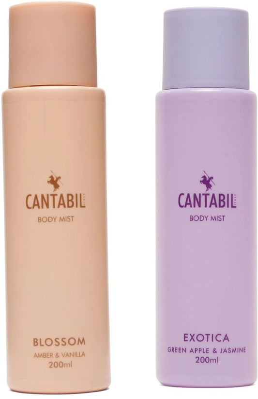 Cantabil Luxury Long Lasting Exotica & Blossom Body Spray Mist for Men & Women | Pack of 2 x 200ml