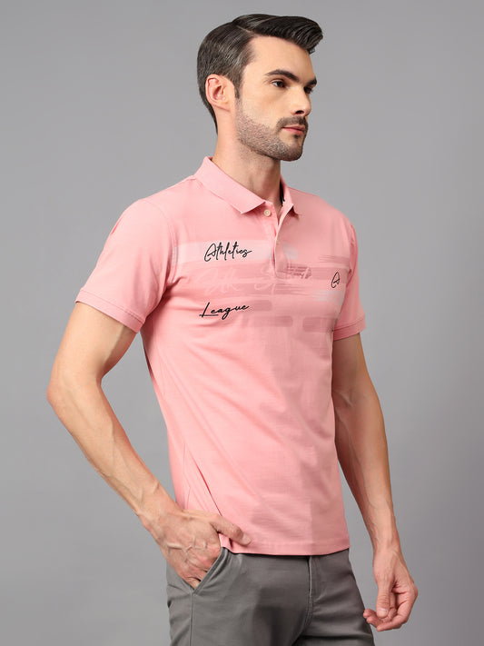 T-Shirt for Men | Breathable & Soft with Color Fastness Regular Fit Polo Neck Cotton Blend Fabric Printed Pattern