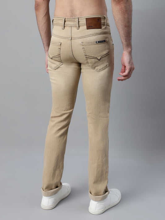 Denim Jeans for Men l Breathable & Soft with Color Fastness Ultra Narrow Fit Cotton Fabric Solid Pattern Button Closure