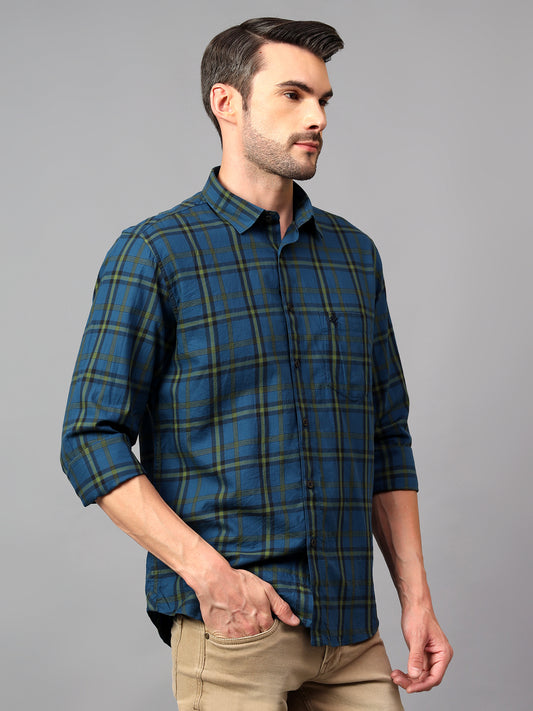 Casual Shirt for Men | Breathable & Soft with Color Fastness Regular Fit Spread Collar Neck Cotton Fabric Checkered Pattern