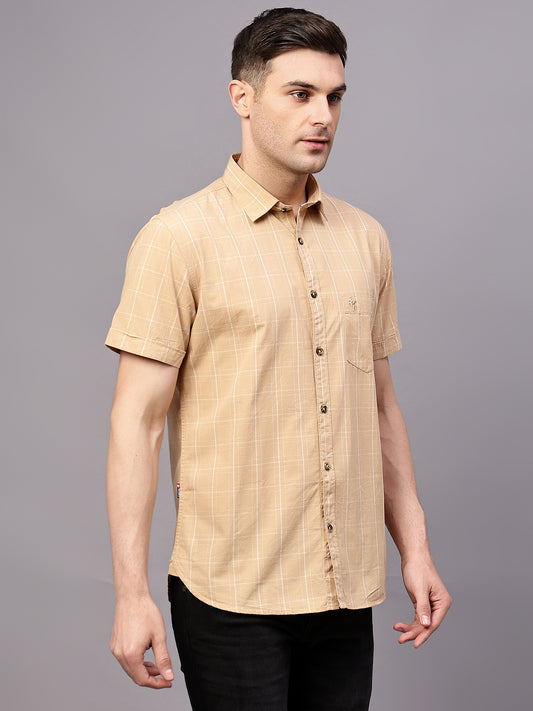 Casual Shirt for Men | Breathable & Soft with Color Fastness Regular Fit Spread Collar Neck Cotton Fabric Checkered Pattern