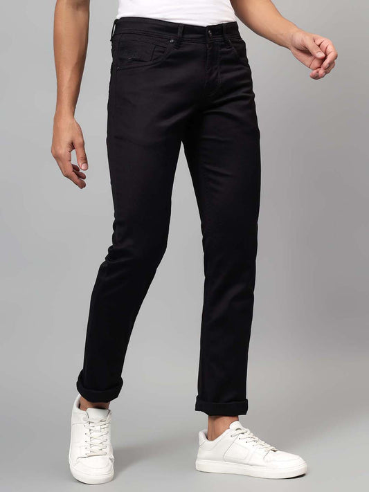Denim Jeans for Men l Breathable & Soft with Color Fastness Ultra Narrow Fit Cotton Fabric Solid Pattern Button Closure