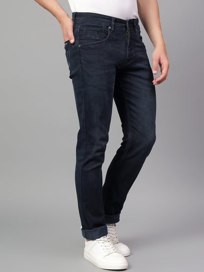 Denim Jeans for Men l Breathable & Soft with Color Fastness Ultra Narrow Fit Cotton Fabric Solid Pattern Button Closure