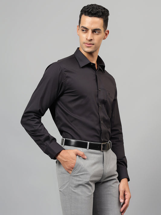 Formal Shirt for Men l Breathable & Soft with Color Fastness Regular Fit Spread Collar Neck Cotton Blend Fabric Solid Pattern