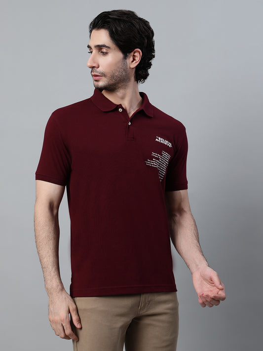 T-Shirt for Men | Breathable & Soft with Color Fastness Regular Fit Polo Neck Poly Cotton Fabric Printed Pattern