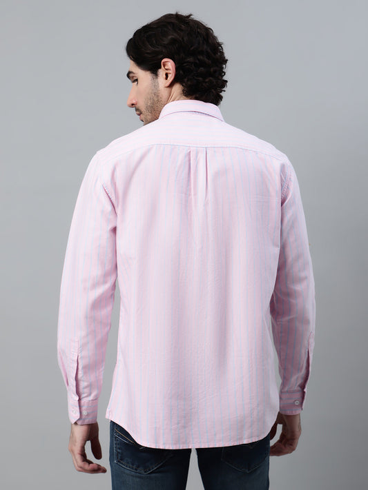 Casual Shirt for Men | Breathable & Soft with Color Fastness Regular Fit Spread Collar Neck Cotton Fabric Striped Pattern