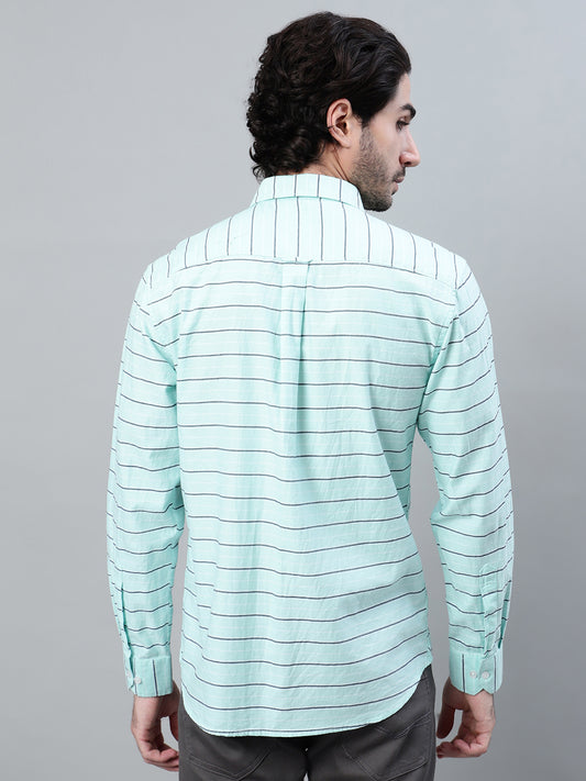 Casual Shirt for Men | Breathable & Soft with Color Fastness Regular Fit Spread Collar Neck Cotton Fabric Striped Pattern
