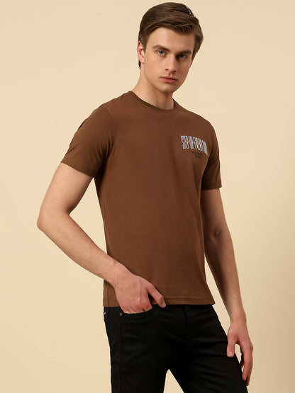 T-Shirt for Men | Breathable & Soft with Color Fastness Regular Fit Round Neck Poly Cotton Fabric Printed Pattern