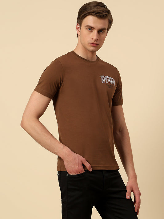 T-Shirt for Men | Breathable & Soft with Color Fastness Regular Fit Round Neck Poly Cotton Fabric Printed Pattern
