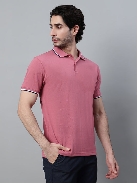 T-Shirt for Men | Breathable & Soft with Color Fastness Regular Fit Polo Neck Poly Cotton Fabric Solid Pattern