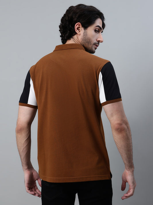 T-Shirt for Men | Breathable & Soft with Color Fastness Regular Fit Polo Neck Poly Cotton Fabric Solid Pattern